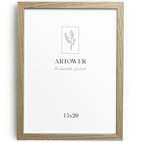 Artower® Bilderrahmen für 15 x 20 cm Natur Holz Eiche Dünner Rahmen | Posterrahmen Groß Vintage Collage | Picture Frame 15x20cm | Holzrahmen Holz-Bilderrahmen | Holzbilderrahmen Poster Rahmen Echtholz