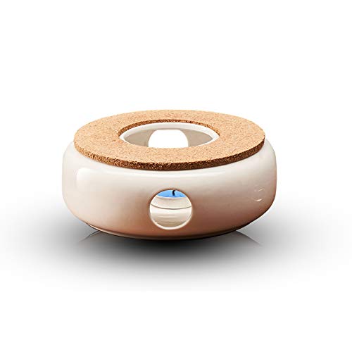 White Ceramic Teapot Warmer with Tea Light