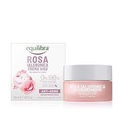 Equilibra Viso, Rosa Ialuronica Crema Viso Anti-aging a Base di Estratto di Rosa Damascena e Acido Ialuronico, Idratante e Levigante, Assorbimento Rapido, Non Unge, 50 ml