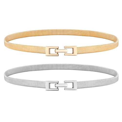 WERFORU 2 Pezzi Donne Metallo Sottile Cinture per...