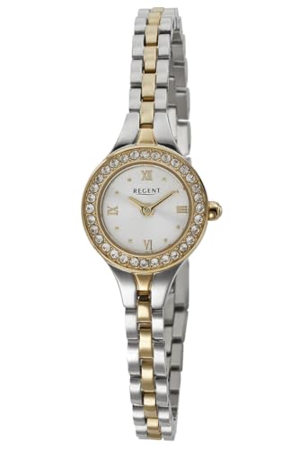 Montre femme REGENT F-1671 acier bicolore 19 mm le cadeau idéal en cristaux