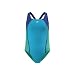 Speedo Girls Mesh Splice Thick Strap One Piece Swimsuit, Cyan, Size 8