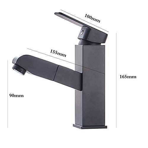 Grifo de baño negro extraíble con rotación de 360 grados para lavabo 8