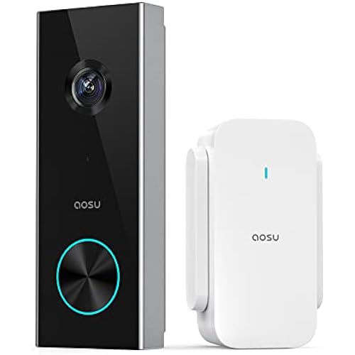 aosu 2K Wireless Doorbell Camera with aosuBase, Battery Powered, 2.4G WiFi