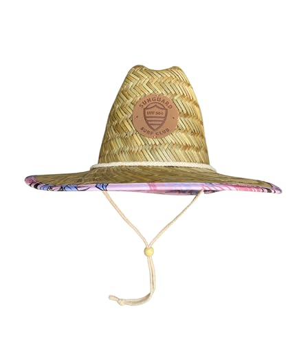 Sunguard Kids Straw Hat (Island 2-4years) - Adjustable UV Baby Toddler Hemlock Lifeguard Sun Hats with Chin Strap - Wide Brim Beach Swim Sunhat for Child Infant Boys & Girls - Surf Pool
