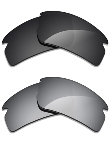 Image of Alphax 2 Pair Polarized Replacement Lenses for Oakley Flak 2.0 OO9295 59mm Sunglasses- Black+Titanium