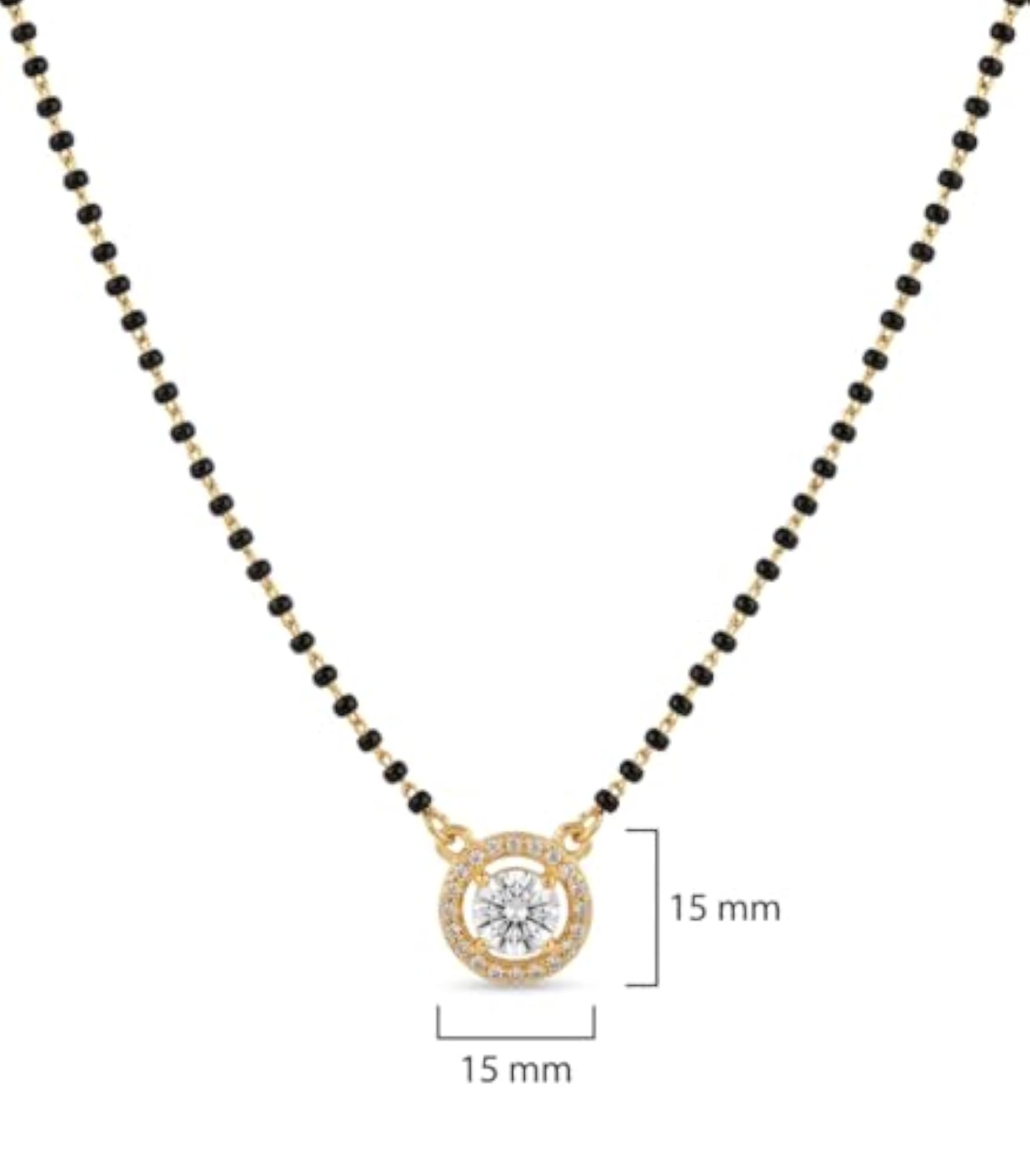 Gold Plated Pendant Mangalsutra with Traditional Black Beads