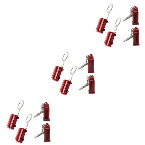 Porte-clés cabine téléphonique anglaise et bus rouge pour souvenir de voyage | Lot de 12