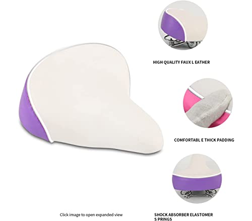 Eirona Wide Kids Bike Seat For Girls Bike, Comfortable Kids Bike Seat Fit For 12 14 16 18 20 Inch Mountain Road Bicycle, Purple #TOP1