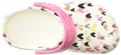 Sandália Crocs Classic Heart Print Clog Kids criança-unissex, White, 26