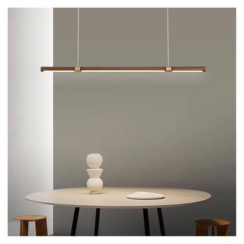 Pendentif LED anti éblouissement en bois de noyer pour table de séjour