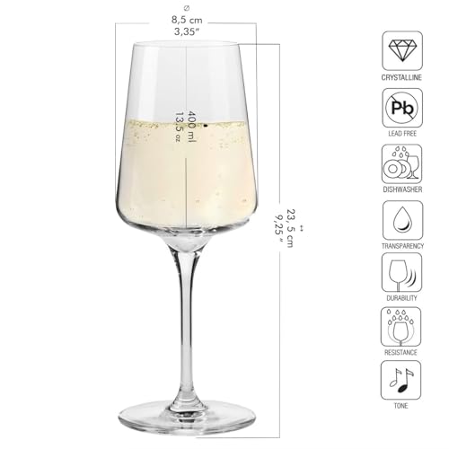 Krosno Bicchieri da vino bianco e frizzante | Set di 6 bicchieri | Eleganti | Crystal Glass | Vetro senza piombo | Ideali per la casa, i ristoranti e le feste | Lavabili in lavastoviglie - immagine 3