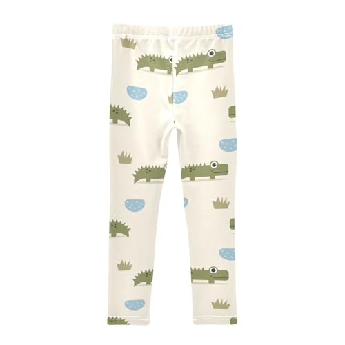 Crocodile Cartoon Girls Leggings,Workout Leggings for Girls Toddler Athletic Legging Size for 3-10T2