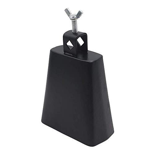 MINGZE 7' Campanaccio a percussione, Campanaccio a percussione in Metallo Accessori per Batteria Strumento Musicale per Batteria Nero Campana campanaccio