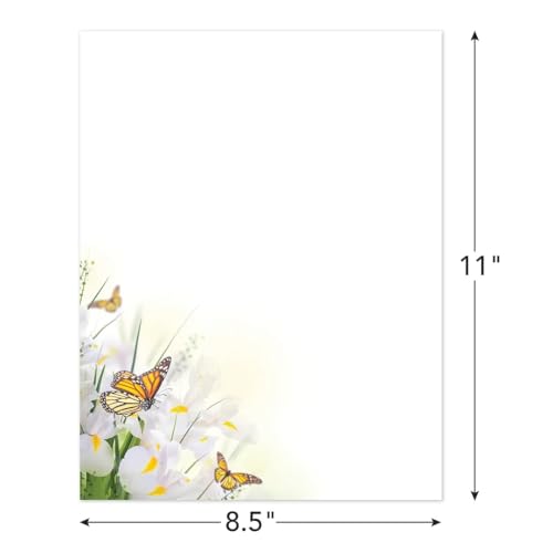 Great Papers! Stationery Letterhead, Spring Blossom Butterfly, 8.5\"x11\", Printer Friendly, 50 Sheets (2025004)