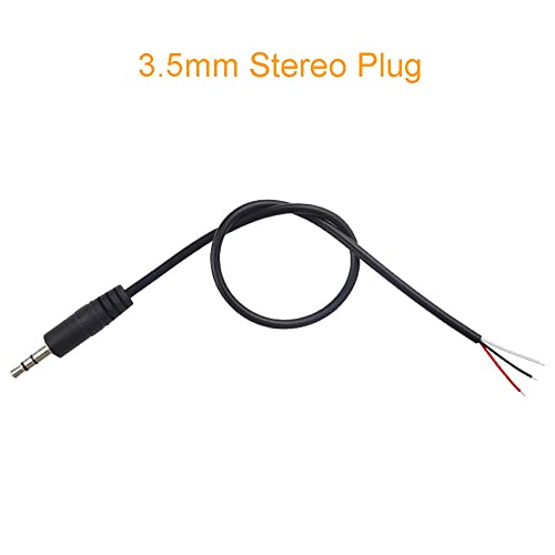 5PCS Cable 3.5mm macho a cable abierto TRS 0.3m miniatura 3