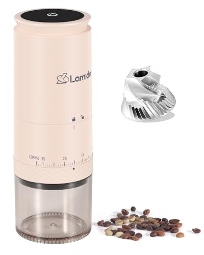LAMIDO Portable Electric Burr Coffee Grinder, E90M, Light Beige