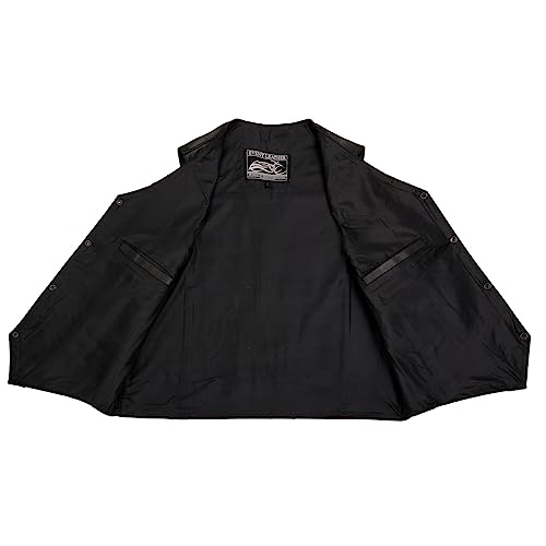 Event Leather EL5310 Black Motorcycle Leather Vest for Men - Riding Club Adult Motorcycle Vests