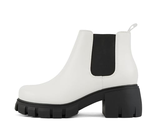 Image of Soda PIONEER ~ Women Lug Sole Mid Heel Chelsea Fashion Ankle Bootie w /Double Elastic Gore