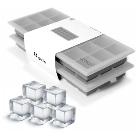 glacio Small Ice Cube Silicone Trays with Lids - BPA-Free, Flexible Ice Molds for Cocktails and Beverages - Set of 2 Cover
