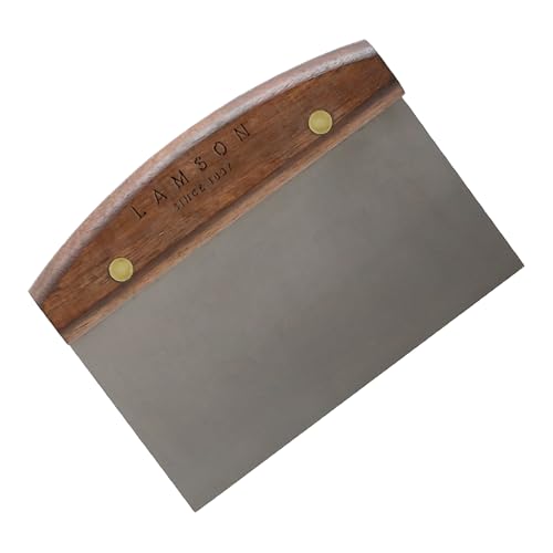 Lamson Kitchen Utensils - 4" x 6" Bench Scraper, High-Carbon Stainless Steel Dough Scraper, Ergonomic Riveted Walnut Handle, Handcrafted, Full-Tang Design, Built to Last