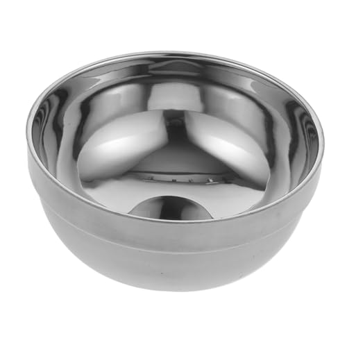 Alipis Cuenco doble capa anti-escaldaduras bol doble capa Bol para arroz bol de comida sopa tazones de arroz de acero inoxidable redondo cuenco doble de acero inoxidable Silver