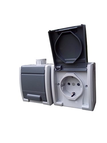 Interrupteur IP44 contre humidité double commande Schuko Hermes ANTRA - 3