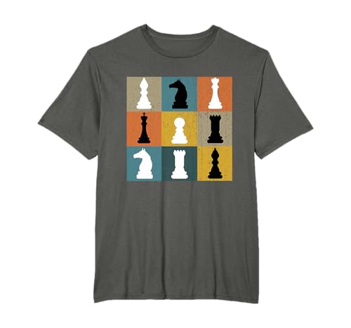 Retro scacchi Vintage Art Consiglio Scacchi Player Pezzi reg Maglietta