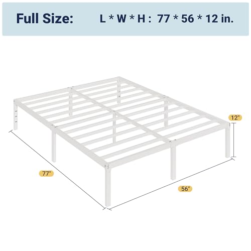 Image of Allewie Full Size Bed Frame, 12 Inch Metal Platform Beds with Storage Space, No Box Spring Required and Easy Assembly, White