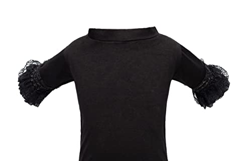 Cute Soft Cotton Dog Vest Roll Collar Breathable Doggy Shirts Clothes With Lace For Small And Medium Dogs And Cats Holiday Birthday Party (Black, S) #TOP2