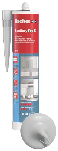 fischer Premium-Sanitärsilikon Silikon zum Abdichten & Verfugen im Sanitär- und Küchenbereich Kartusche für zahlreiche Anwendungen und Baustoffe Langzeitschutz vor Schimmel 310 ml grau