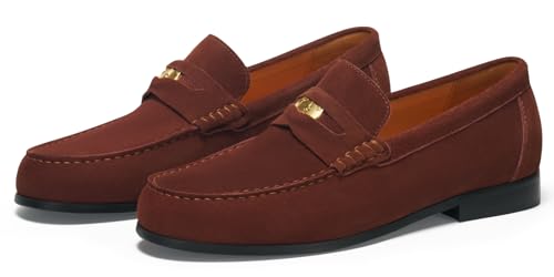 Image of Journey West Mens Genuine Leather Dress Shoes Slip on Penny Loafers for Men