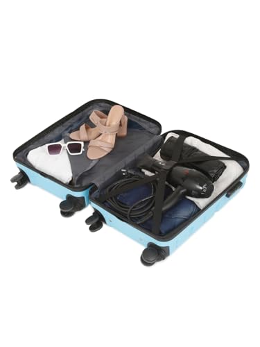 Image of TEAKWOOD LEATHERS Unisex Trolley Bag, Hard Cabin with Zipper Closure, Adjustable Push Button & Cross Side Strap, Lock System 360 Degree(S, Blue)