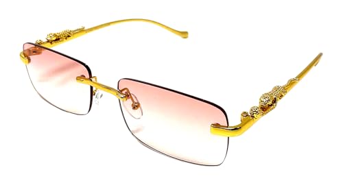 Dweebzilla Metal Jaguar Slim Rimless Luxury Rectangular Sunglasses