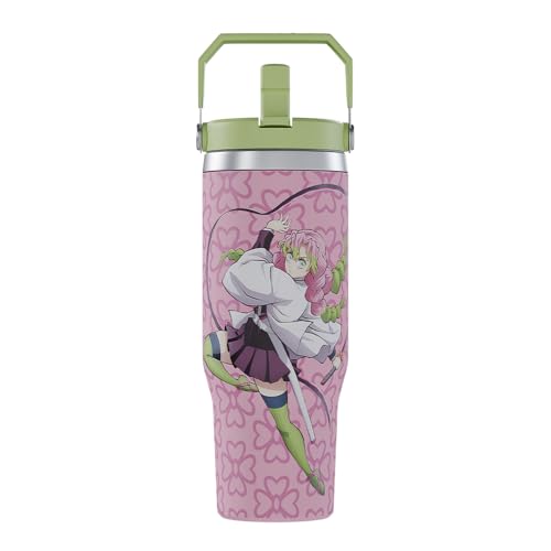 Demon Slayer Kimetsu No Yaiba Mitsuri Love Hashira Tumbler with Lid, 30 Oz Water Cup, Vacuum Insulated, Anime Water Bottle, Reusable Insulated Stainless Steel tumbler for Water, Iced Tea or Coffee