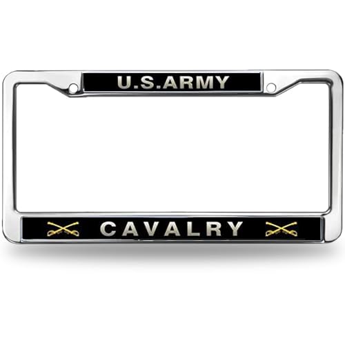 Image of US Army Cavalry License Plate Frame Slim Cavalry Army Pride License Plate Frame for Car Lovers