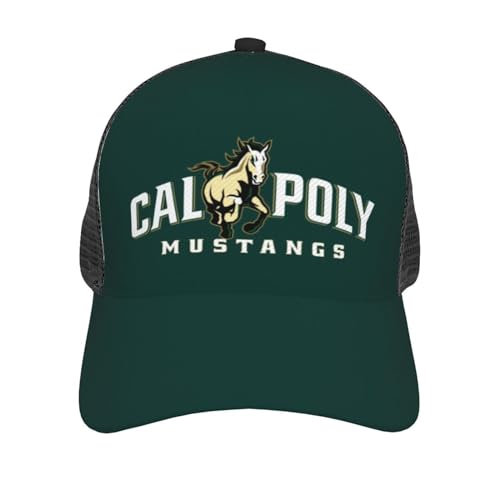 Cal Poly Mustangs Curved Brim Mesh Baseball Cap Casual Sun Hat for Unisex Black