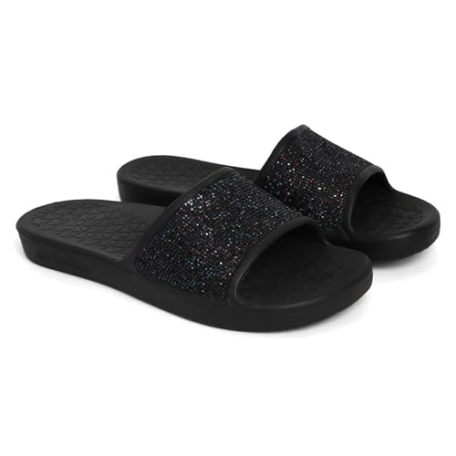 Image of Goldstar DANA-02 Black Comfortable EVA Waterproof Slippers Flip Flops Chappals Cushioned Sliders Daily Use Slipper Slip-On Slipper /Sliders For Women