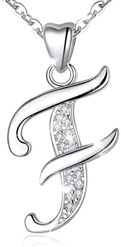 Initial Necklace Sterling Silver Letter Necklace Letter Alphabet Personalised Pendant Jewellery with Cubic Zirconia Gifts for Women Girls AEONSLOVE