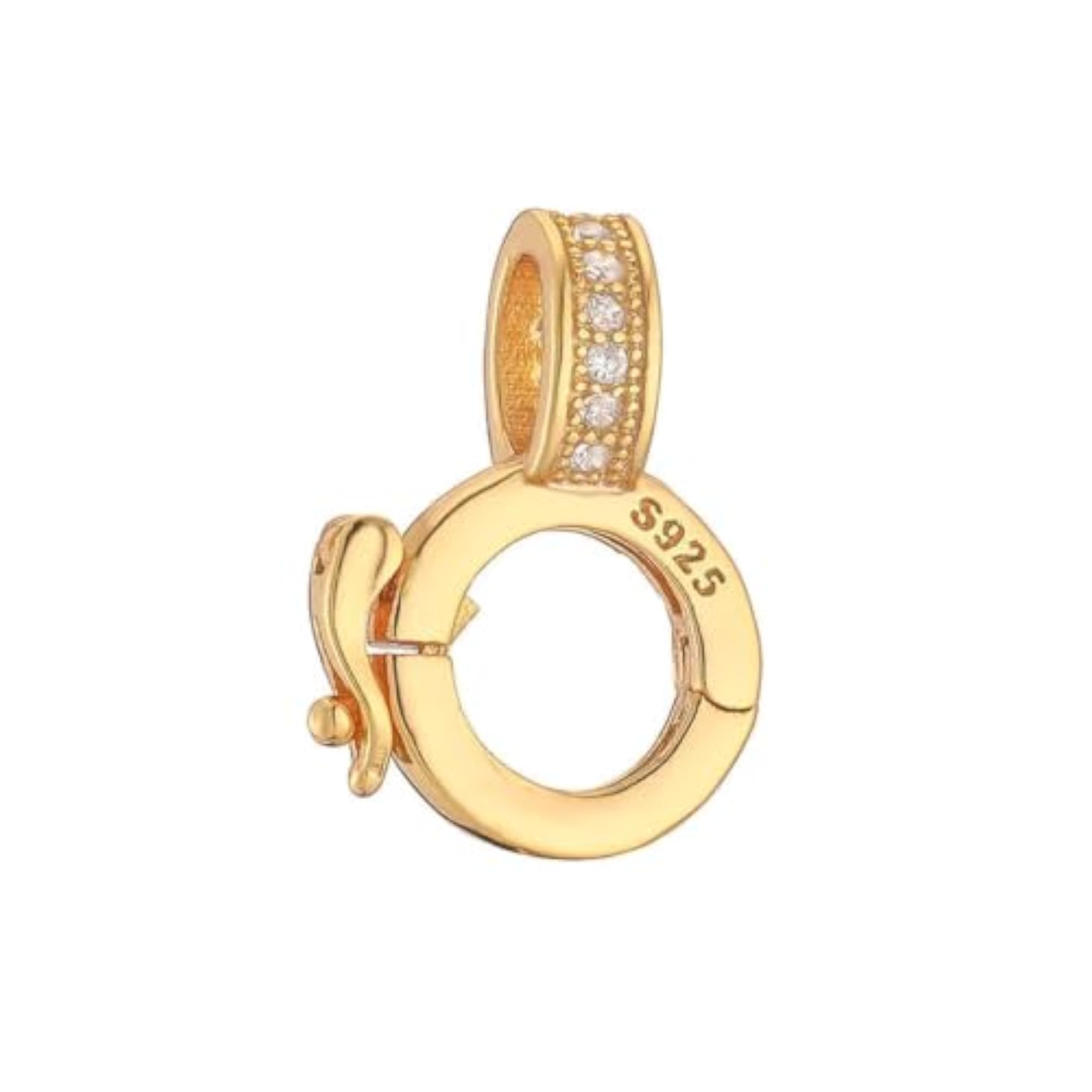 Women's 925 Sterling Silver Pavé Lock Connector Charm Pendant, Gift