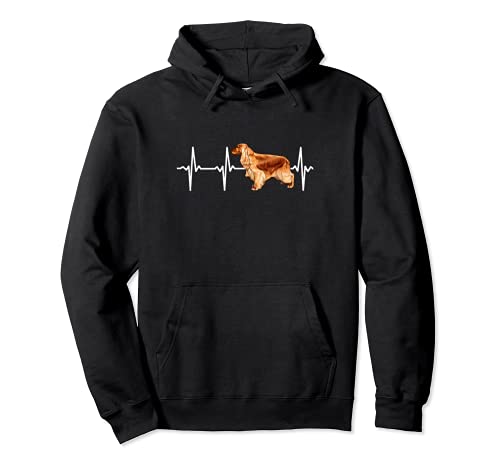 English Cocker Spaniel Heartbeat Love My Dog Pullover Hoodie, Black