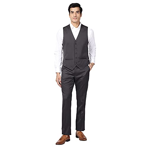 Image of Blackberrys Men Polyester Solid Slim Burgundy Peak Suit
