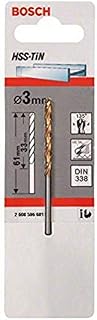 Bosch 2608596681 DIN338 Metal HSS-Tin Drill Bit, 3.0mm x 33mm x 61mm, Silver