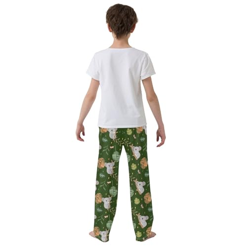 Lovely Koala Leaves Print Boys Long Pants Soft Trousers Elastic Waist Kids Lounge Bottoms with Pockets S-XL3