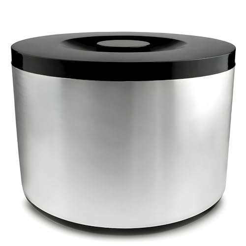 Drinkstuff DS38231 10 Litre Plastic Ice Bucket Brushed Aluminium Effect Ice Cube Bucket, Large Ice Bucket, Party Ice Bucket