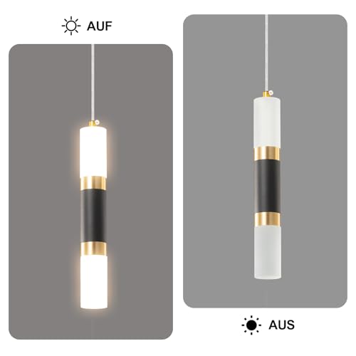 Luz colgante negro oro LED pequeña para techo de dormitorio y salón moderno pack 7