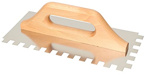KOTARBAU® Llana Dentada de Acero Inoxidable, 12 x 12 mm / 280 mm, Paleta de alisado con Mango de Madera, Llana Peine de Diente para colocación de baldosas, Espátula Dentada, Talocha
