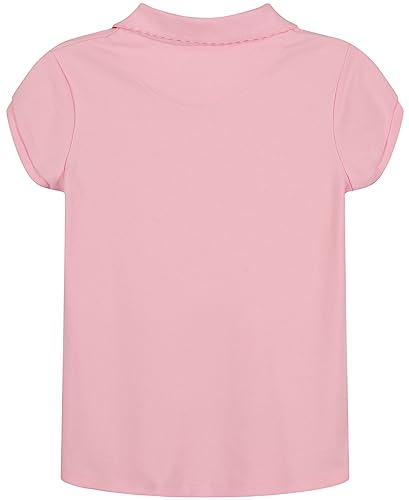 Image of Nautica Girls' School Uniform Short Sleeve Polo Shirt, Button Closure, Soft Pique Fabric