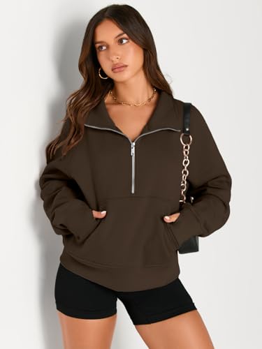 Image of AUTOMET Womens Sweatshirts Half Zip Cropped Pullover Fleece Quarter Zipper Hoodies 2026 Fall Fashion Outfits Clothes