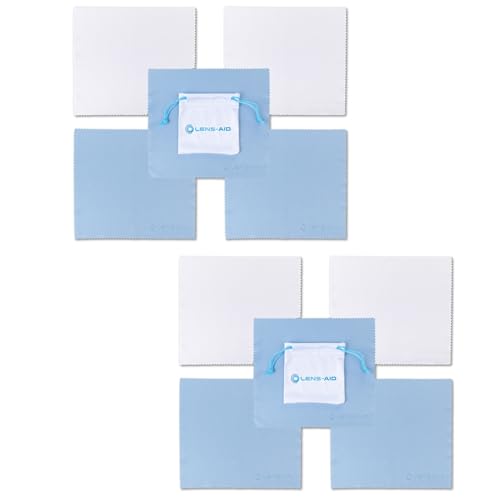 Lens-Aid Set 10 paños Microfibra (18×16 cm) con Bolsas – Gamuza limpiadora para cámara, Pantalla, portátil, Smartphone y Gafas – Paños Suaves y Lavables para ópticas